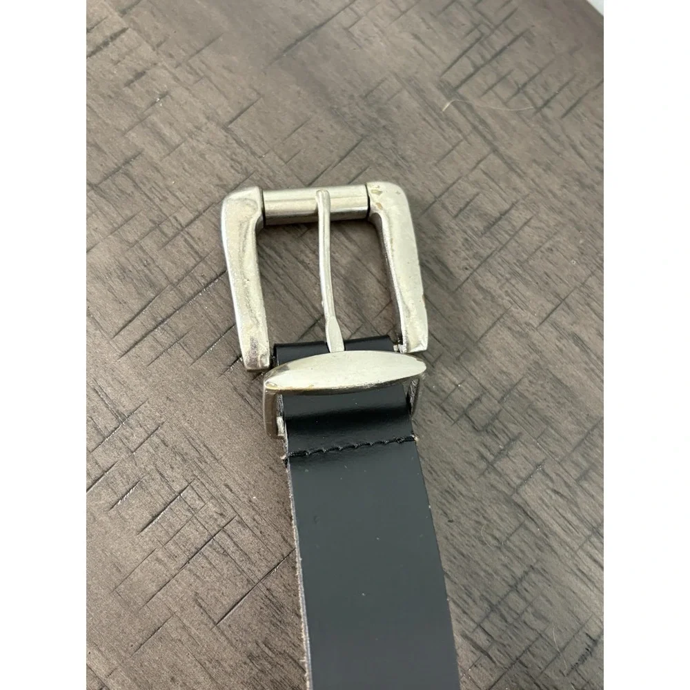 Amiee Lynn Vintage Black Leather Belt Silver Buckle Sz XL 1.25in Wide Women's